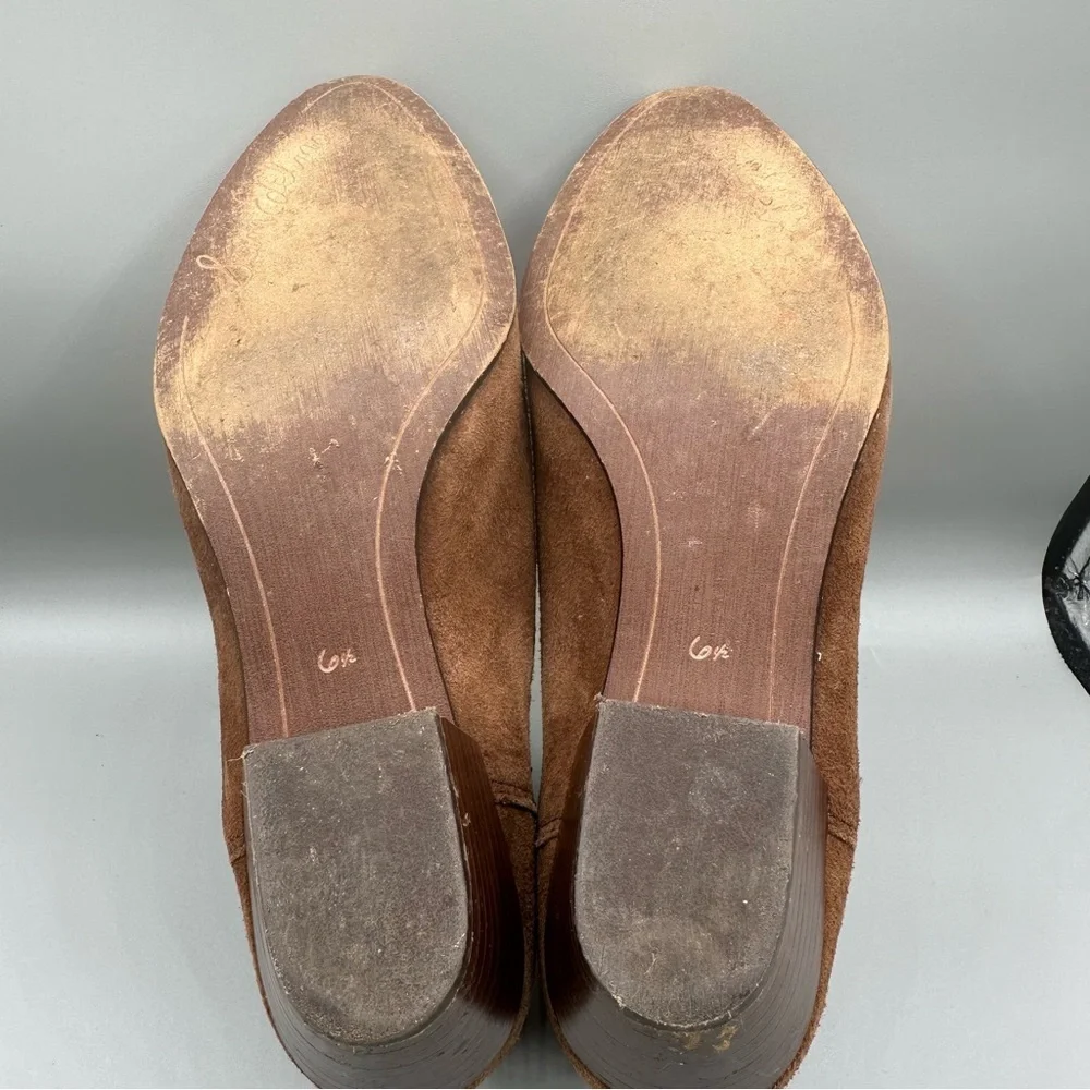 Sam Edelman Reesa Brown Suede Pointed Toe Block Heel Chelsea Boot Size 6.5
